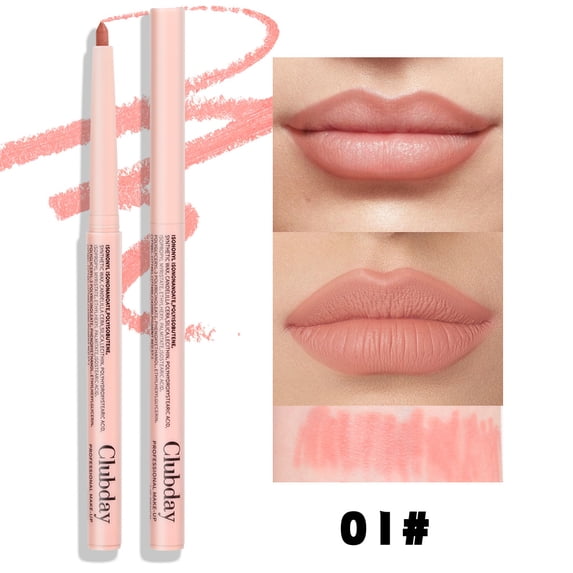 Smooth Retractable Matte Lip Liner by Clubday, 6 Blendable Nude Shades Long Wear Transfer Resistant Lip Definer Pencil for Natural Full Lip Shape