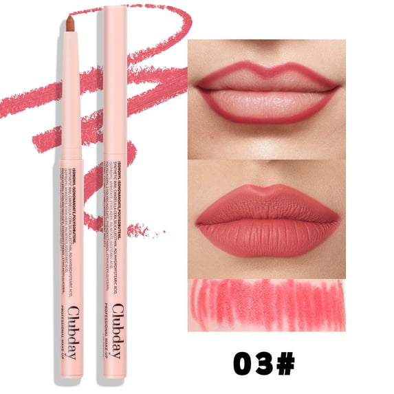 Smooth Retractable Matte Lip Liner by Clubday, 6 Blendable Nude Shades Long Wear Transfer Resistant Lip Definer Pencil for Natural Full Lip Shape