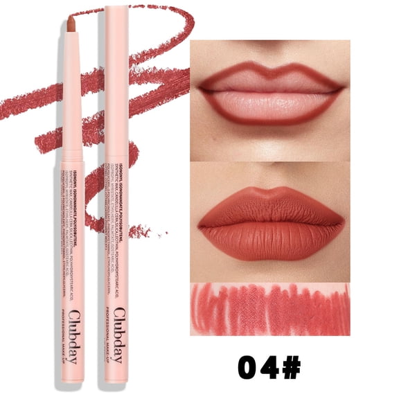 Smooth Retractable Matte Lip Liner by Clubday, 6 Blendable Nude Shades Long Wear Transfer Resistant Lip Definer Pencil for Natural Full Lip Shape