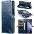 thumbnail image 1 of Smooth Retro Premium Flip Leather Phone Case for Samsung Galaxy Z Fold 5 5G Case Wallet with Card Holder Kickstand 7.6'' Fold5 Book Cover (Blue,Z Fold 5), 1 of 18