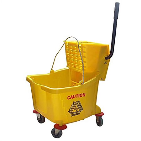 Smooth Rolling Caution Yellow 10 Gallon Bucket & Wringer Combo With Comfort