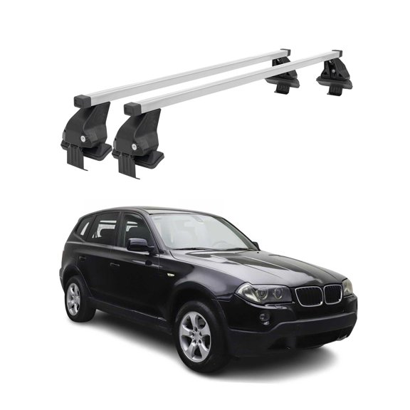 Smooth Roof Racks Cross Bars Luggage Carrier for BMW X3 E83 2004-2010 Steel Gray