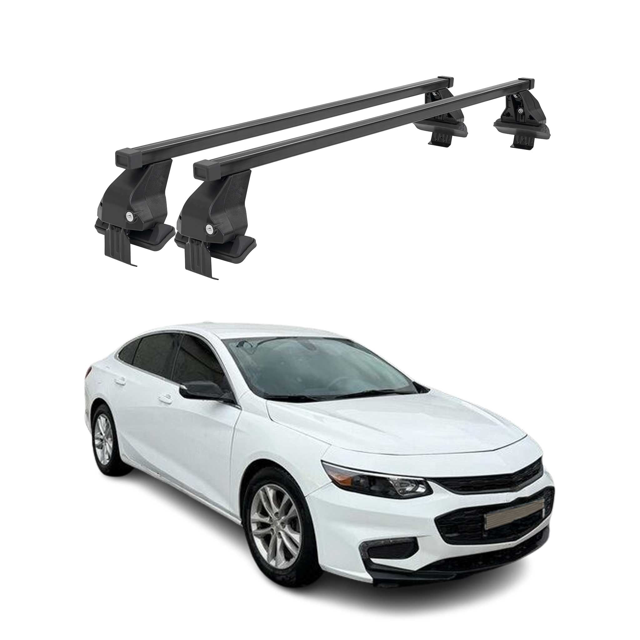Smooth Roof Racks Cross Bars Carrier for Chevrolet Malibu 9.gen 2016-2025 Black