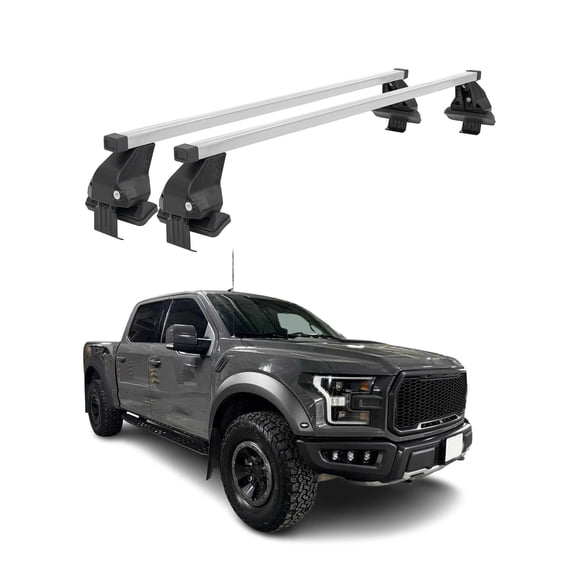 Smooth Roof Rack For Ford F-150 SuperCab 2015-2023 Silver Carrier Cross Bar