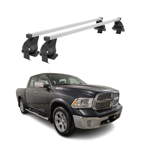 Smooth Roof Rack For RAM 1500 2009-2018 Silver Cargo Carrier Cross Bar Luggage