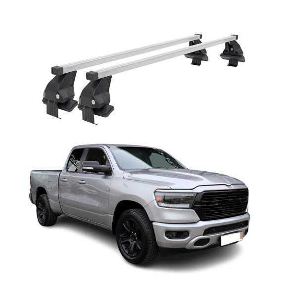 Smooth Roof Rack For RAM 1500 2019-2023 Silver Cargo Carrier Cross Bar Luggage