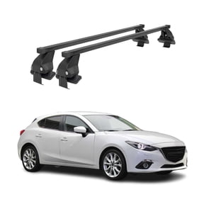 Smooth Roof Racks Cross Bars Carrier for Mazda 3 Hatchback 2014-2018 Black 2Pcs