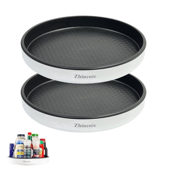 Smooth Rotation Lazy Susan Turntable – Rotating Tray Organizer for Kitchen, Pantry,11.8in2packs