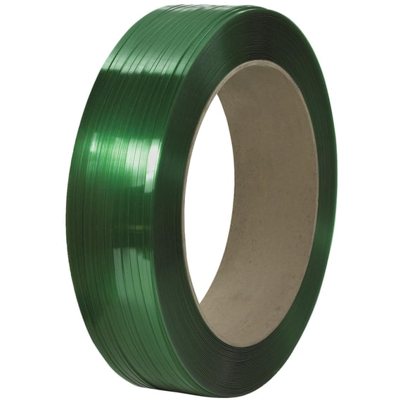 Box Partners Signode Comparable Polyester Strapping Smooth 16" x 6" Core 1/2" x 6500' Gre PS5942