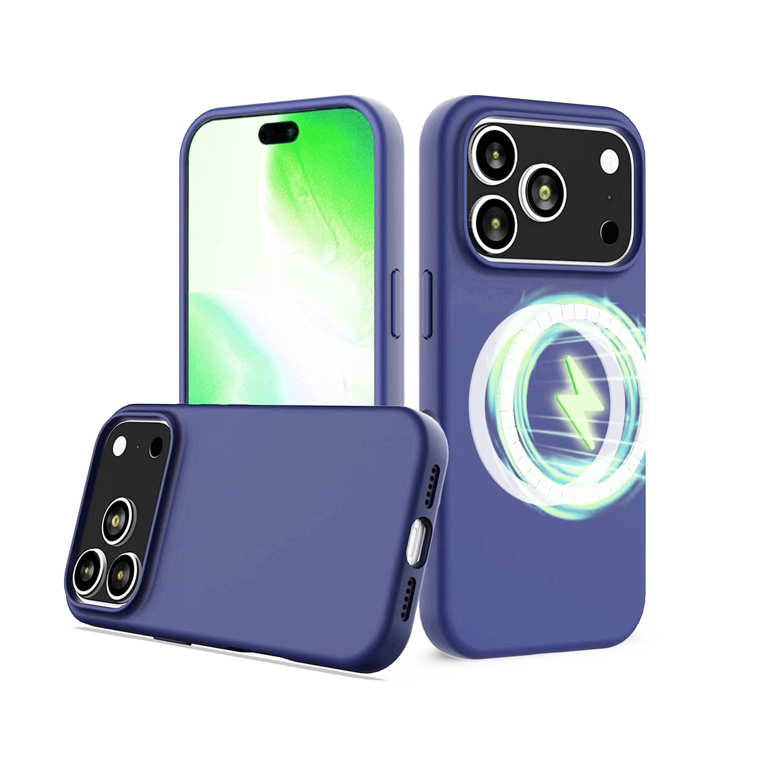 Smooth Silicone Wireless Charging Case for iPhone 17 Pro Max - Navy Blue