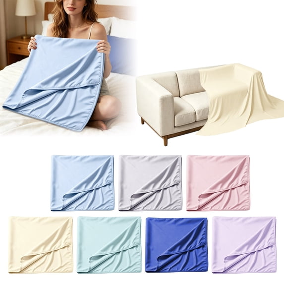 Smooth Silky Cooling Summer Blanket & Fade Resistant Machine Washable Light Thin Breathable Throw Blanket