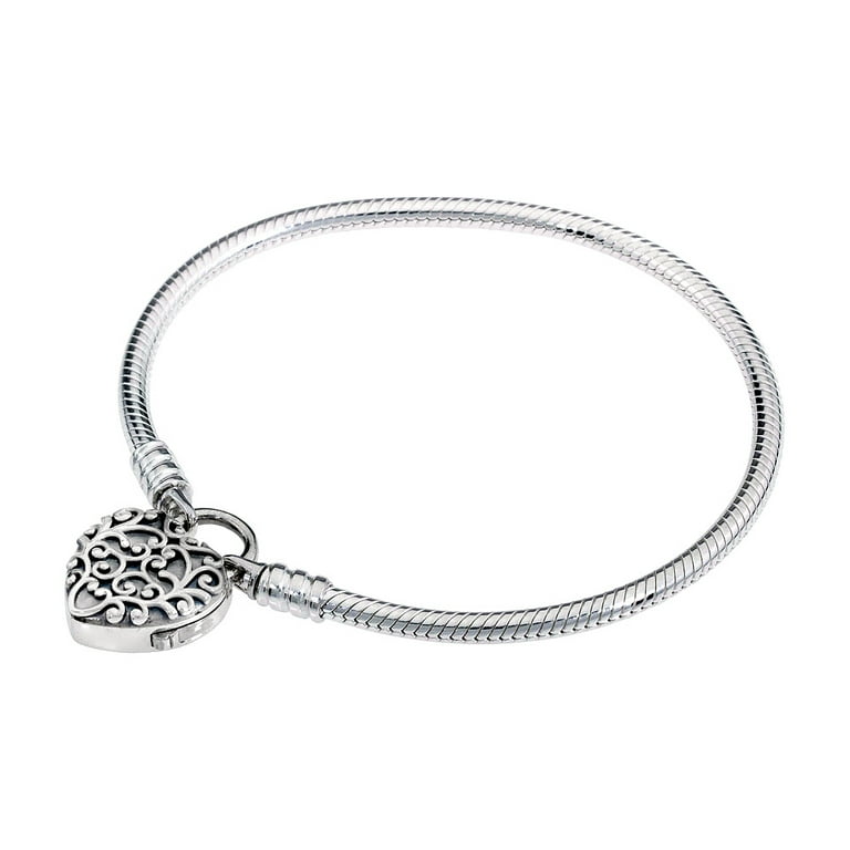 Retired Pandora Smooth Pandora Signature Bracelet with Padlock Clasp ::  Pandora Bracelets 597092CZ :: Authorized Online Retailer