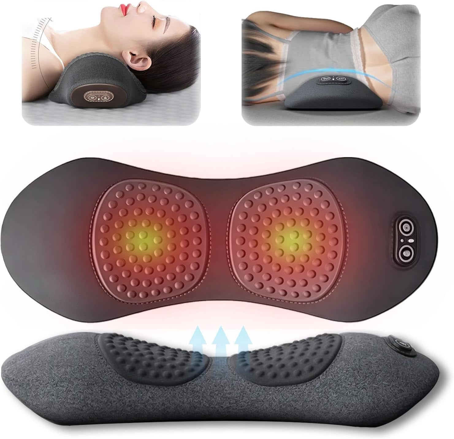 Smooth Spine Triple Fusion Back Massager, 2025 New Triple Fusion Massager for Sciatica, with Electric Traction Lifting & Heat Compress, All-Round Support, Relieve Neck/Shoulder Discomfort (Black)