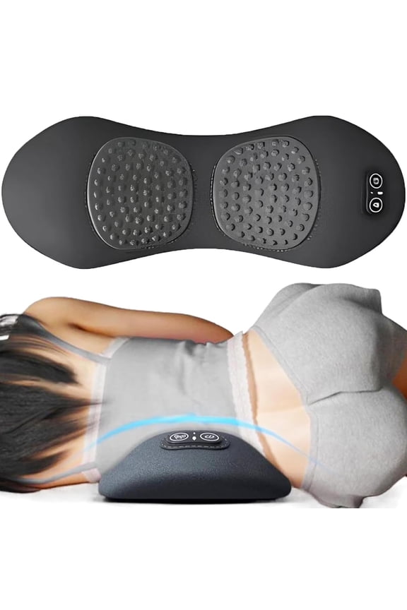 Smooth Spine Triple Fusion Back Massager, 2025 Upgraded 3 in 1 Neck Shoulder Backs Massagers with Traction, Vibration & Heat (Dark Gray)