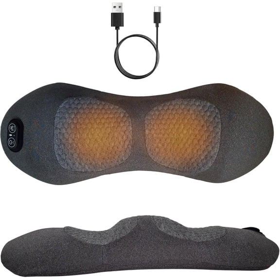 Smooth Spine Triple Fusion Back Massager - 3 in 1 Electric Lumbar Support Pillow with Heat, Vibration & Traction for Sciatica Pain Relief, Deep Tissue Lower Back Massager for Bed, Office, and Car
