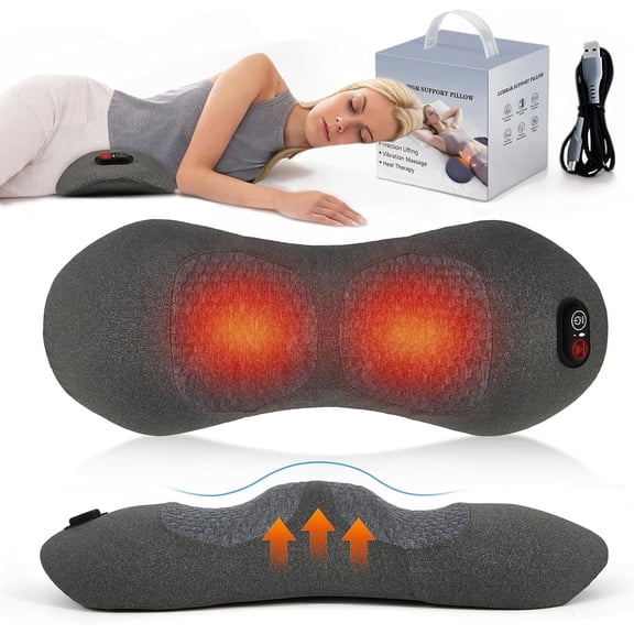 Smooth Spine Triple Fusion Back Massager with Heat-Sciatica Pain Relief & Spine Decompression Device, Deep Tissue Massager for Lower Back Pain, Office Chair and Home Use for Chronic Sufferers