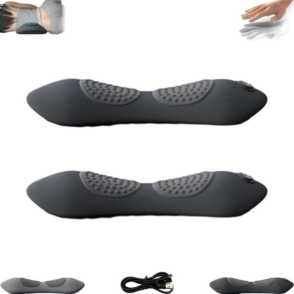 Smooth Spine Triple Fusion Back Massager, Neck Shoulder Back Massager for Deep Tissue Vibration & Traction Neck/Shoulder/Lower BackPortable Electric Massage Cushion (2pcs-Black)