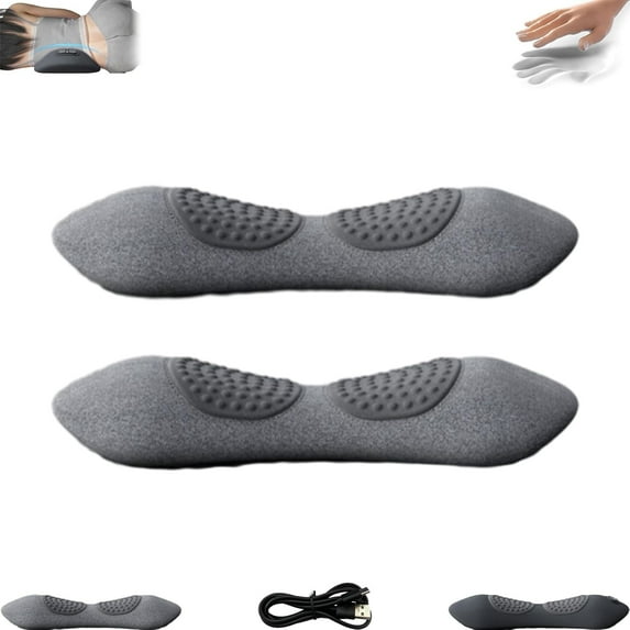 Smooth Spine Triple Fusion Back Massager, Neck Shoulder Back Massager for Deep Tissue Vibration & Traction Neck/Shoulder/Lower BackPortable Electric Massage Cushion(2pcs-Gray)
