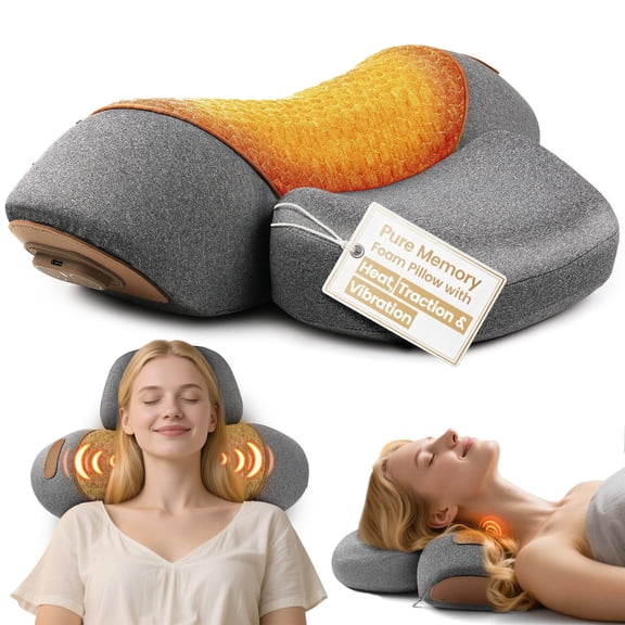 Original TheraPillow  3-in-1 Neck Massager Pillow with Heat & Gentle Traction | Relaxing Neck & Shoulder Support with Vibration Massage, Wireless Design & USB-C Charging
