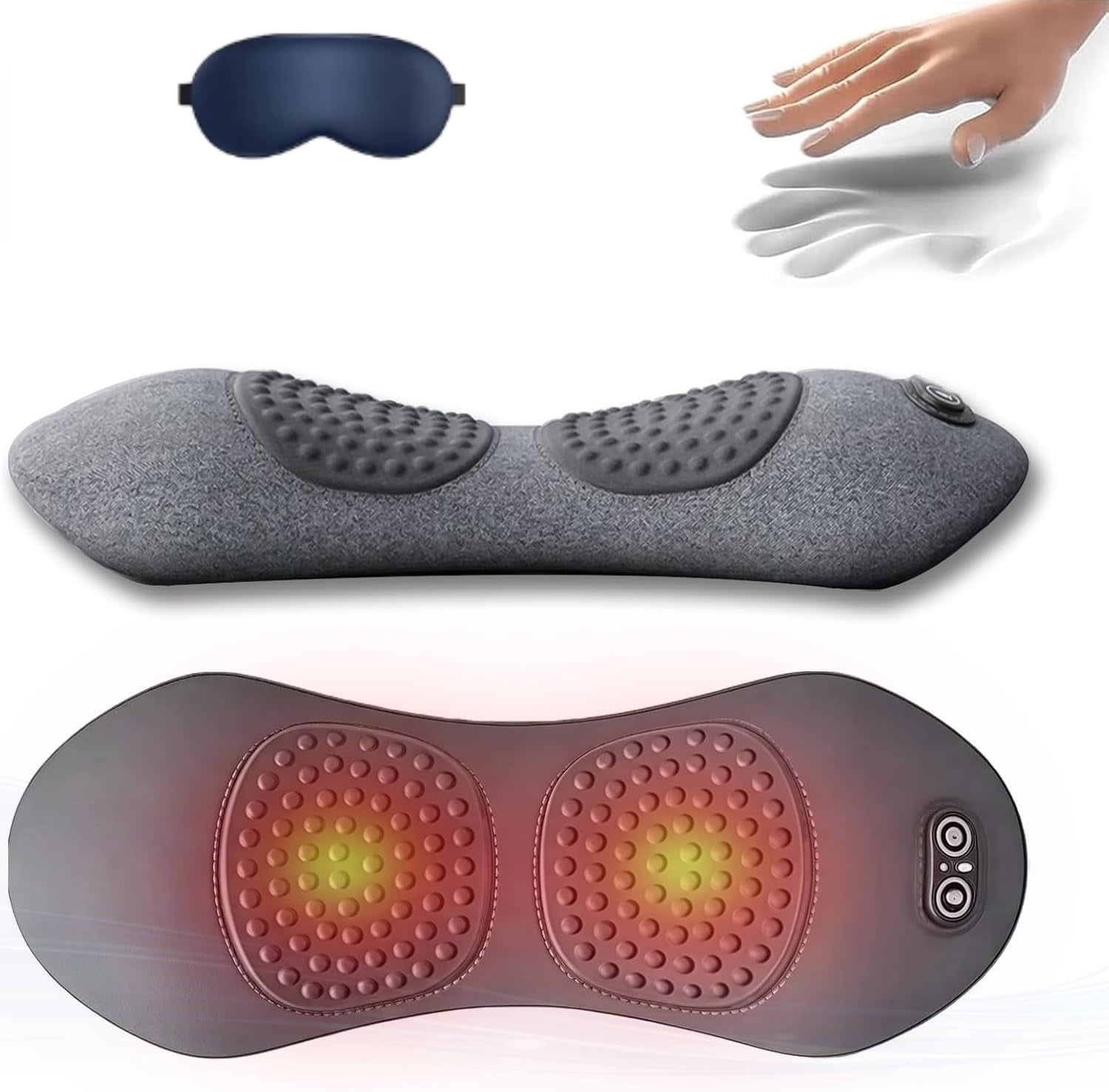 Smooth Spine Triple Fusion Back Massager, Soothe 3 in 1 Back Massager for Sciatica, Mysoothelab Neck Massagers Pillow, Three-Speed Constant Temperature Hot Compress, for Relieve Neck Pain (Gray)