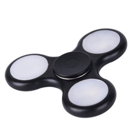Smooth Spinning Finger LED Light Flash Hand Fidget Spinner Tri-Fidget EDC Focus, Black