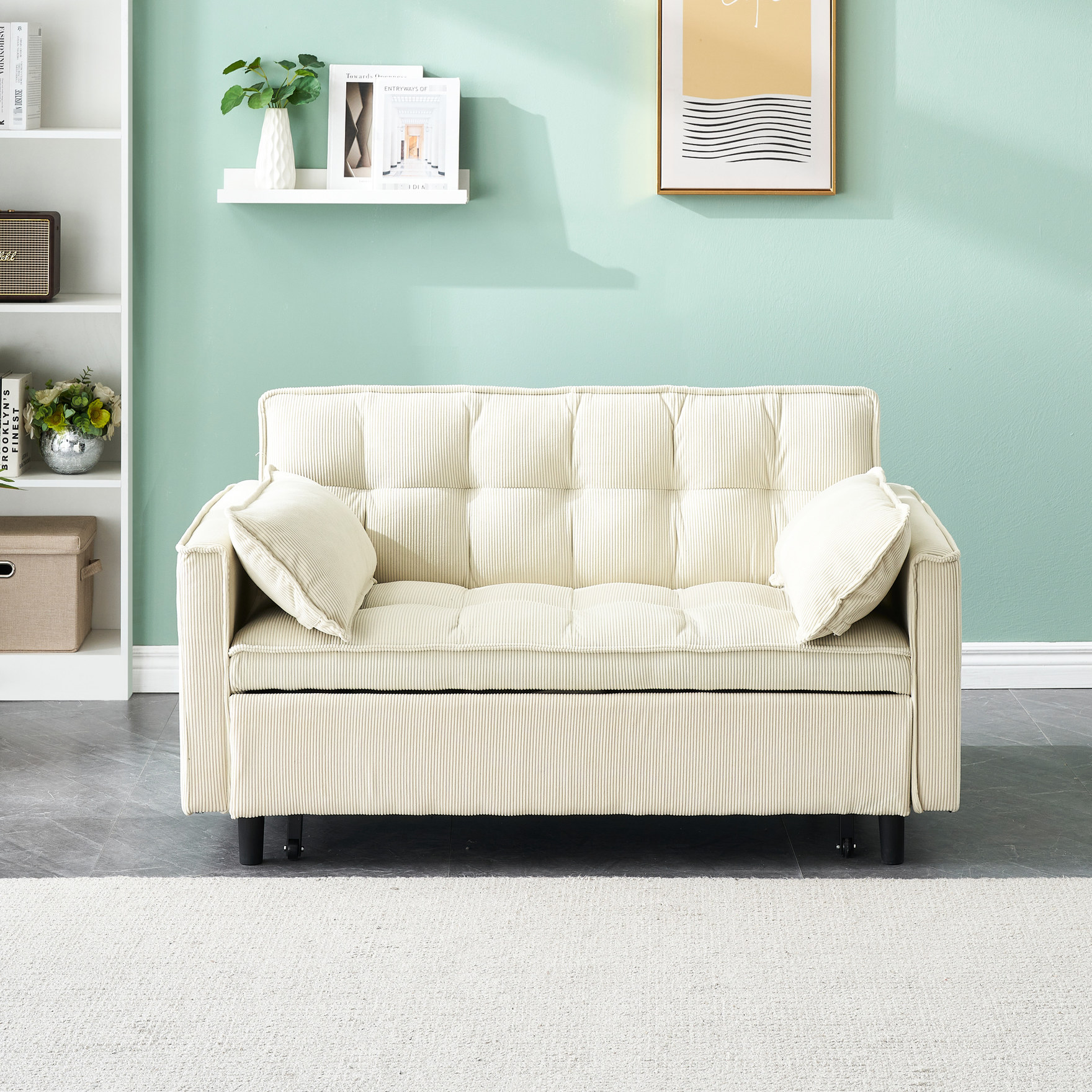 Smooth Touch Fabric - Sofa Bed with Solid Wood Frame - Walmart.com