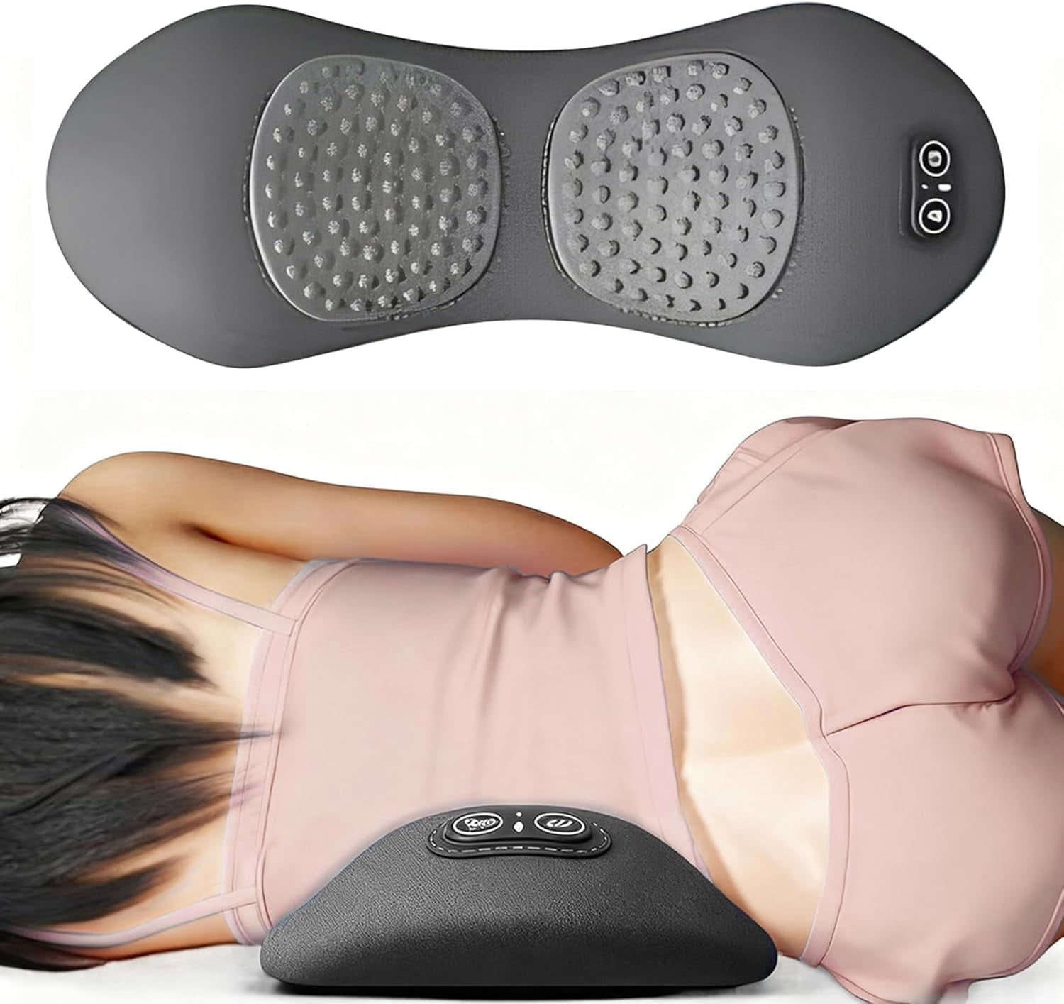 Smooth Triple Fusion Back Massager, 2026 Upgrade Electric 3 in 1 Lumbar Pillow for Bed and Chair, Back Massager with Vibration and Traction for Back and Neck and Shoulder