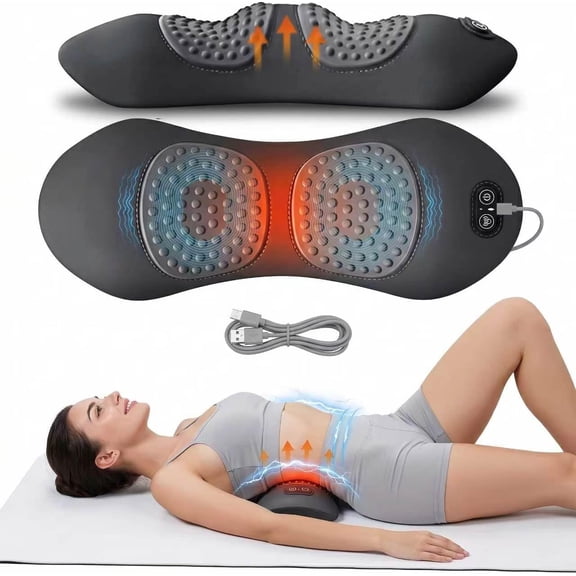 Smooth Triple Fusion Back Massager, Electric Back Support Pillow with Heat & Vibration, Ergonomic Memory Foam Cushion for Home, Office & Relaxation