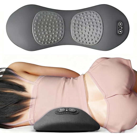 Smooth Triple Fusion Back Massager, Upgrade Electric 3 in 1 Lumbar Pillow for Bed and Chair, Back Massager with Vibration and Traction for Back and Neck and Shoulder