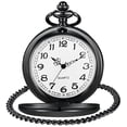 thumbnail image 1 of Smooth Vintage Pocket Watch with Chain, Arabic Numerals Scale Mens Watch Christmas Graduation Birthday Gifts Fathers Day, 1 of 10