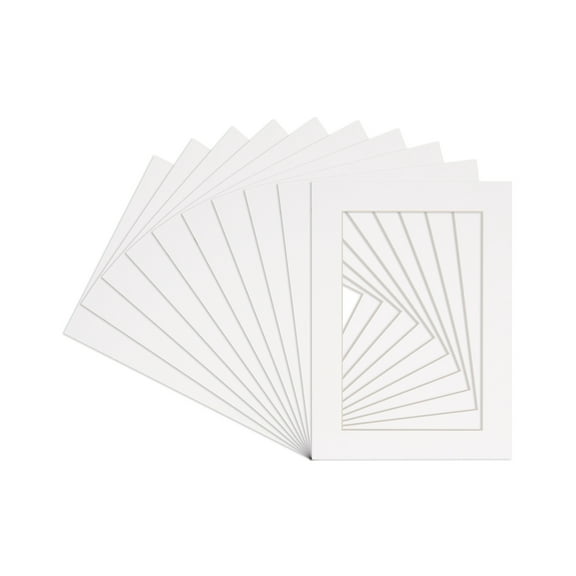 Smooth White 12x16 White Picture Mats with White Core for 8x10 Pictures - Fits 12x16 Frame