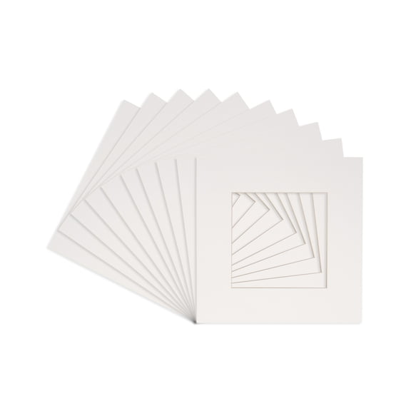 Smooth White 16x16 White Picture Mats with White Core for 12x12 Pictures - Fits 16x16 Frame