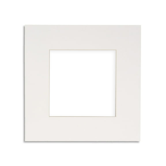 Smooth White 16x16 White Picture Mats with White Core for 8x8 Pictures - Fits 16x16 Frame