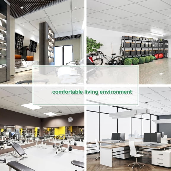 Smooth White Drop Ceiling Tile 2ft x 2ft, Ceiling Panel 24 x 24in  Waterproof, Washable and Fire-Rated to Prevent Breakage- Cover 48 Sq. Ft-Package of 12 Tiles