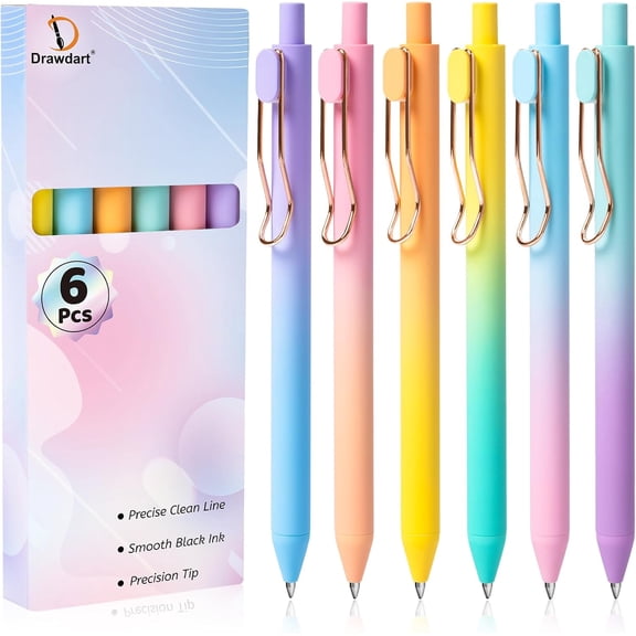Smooth Writing Pens, 12 Pcs No Bleed & Smear, Black Ink Fine Point (0.5mm), Retractable Aesthetic Journaling Pens for Women & Men