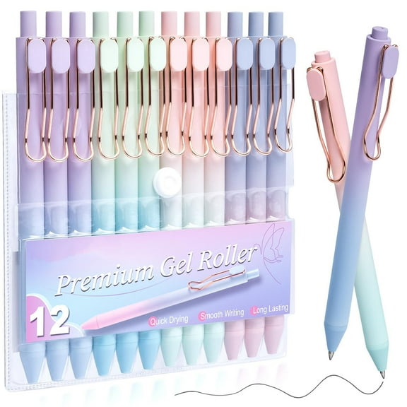 Smooth Writing Pens, 12 Pcs No Bleed & Smear, Black Ink Fine Point (0.5mm), Retractable Aesthetic Journaling Pens for Women & Men