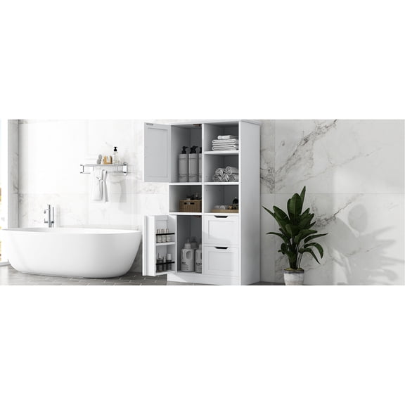 Smooth and Easy - to - clean Surface - Storage Cabinet with Door Shelves