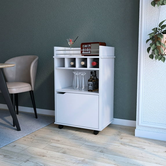 Smooth-rolling wheel design | Transport bar supplies around home effortlessly | Create a stylish and functional home bar