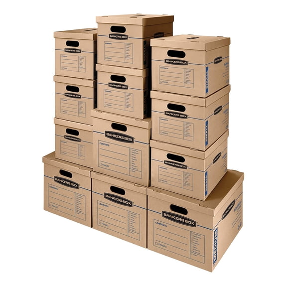 SmoothMove™ 8 Sml / 4 Med Classic Moving Box Kit, Lift-Off Lid, 12-Pack