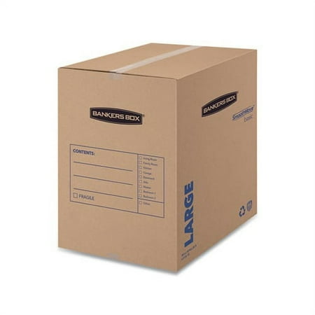 SmoothMove Basic Moving Boxes Large, Regular Slotted Container RSC, 18" x 18" x 24", Brown Kraft/Blue, 15/Carton