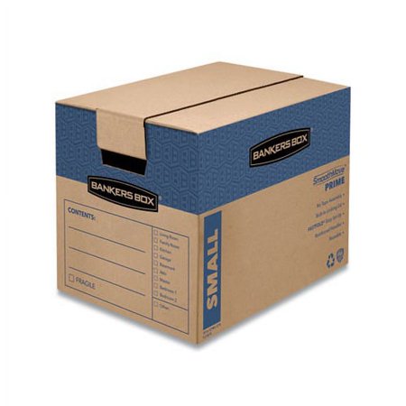 SmoothMove Prime Moving/Storage Boxes Small, Regular Slotted Container RSC, 16" x 12" x 12", Brown Kraft/Blue, 10/Carton