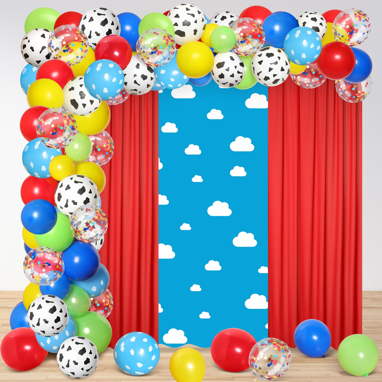 104-Piece Casino Party Decorations Kit - Red & Black Backdrops, Balloons, Garland For Poker Theme