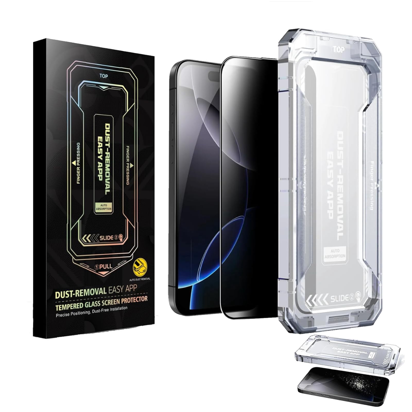 SmoothShield 2 Packs, Tempered Glass Screen Protector with Anti-Scratch Anti-Fingerprint Privacy & Auto Dust-Free Install, Easy Installation (Privacy Edition 2 Packs, for iPhone 14 ProMax)