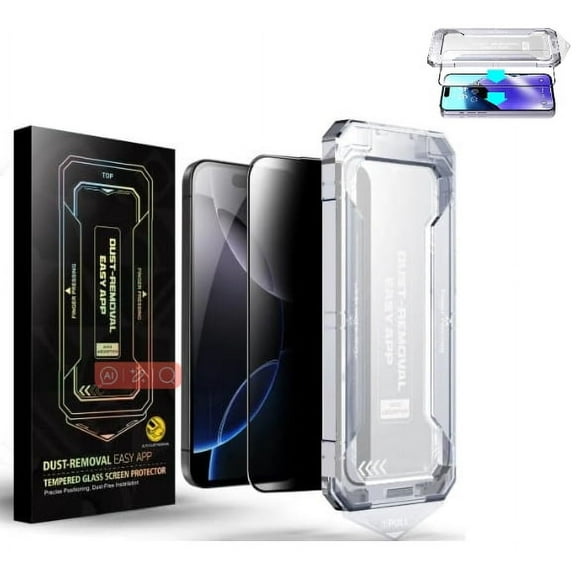 SmoothShield – Tempered Glass Screen Protector with Anti-Scratch Anti-Fingerprint Privacy & Auto Dust-Free Install (Privacy Edition,15 Plus)