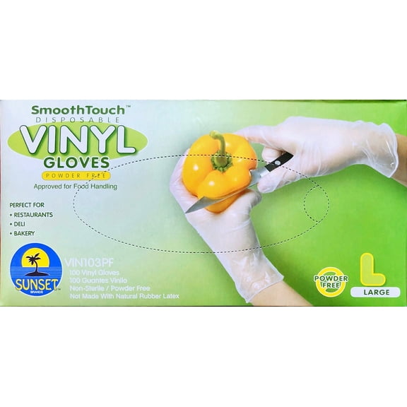 Sunset Powder Free Vinyl Gloves (Large)