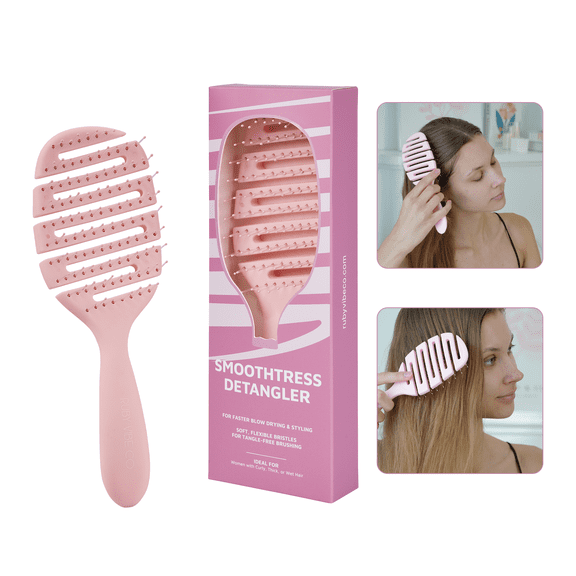 RUBY VIBE CO SmoothTress Detangler Hair Brush for Women, Vented Wet Hair Brush with Flexible Bristles for Curly, Thick & Wet Hair