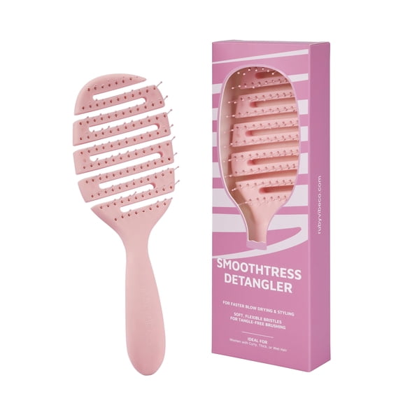 SmoothTress Detangler Hair Brush, Women with Curly, Thick, Wet Hair, Anti-Static Bristles, Ergonomic Grip, Scalp Massage, Fast Blow Drying | RUBY VIBE CO
