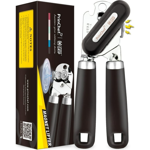 [Smoother Cut] PrinChef Manual Can Openers with Magnet, No-Trouble-Lid-Lift, Handheld Can Opener Smooth Edge with Sharp Blade