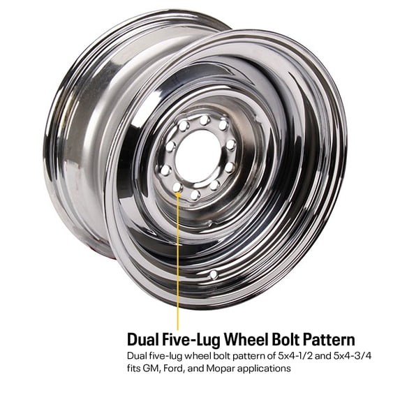 Smoothie 15x6 Plain Steel Wheel, 5 on 4.5/4.75, 3.5 BS