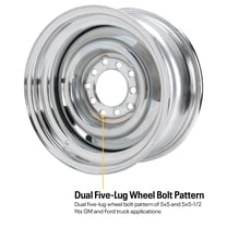 Smoothie 15x7 Raw Steel Wheel, 5 on 5/5.5, 4.125 BS